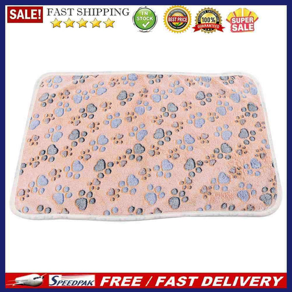 Warm Pet Blanket Coral Fleece Paw Foot Print Dog Bed Mats Sleeping Cover Mat