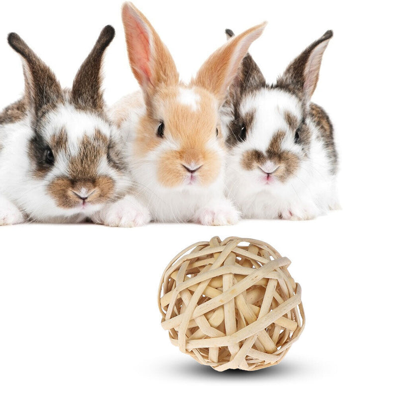 Small Animal Chew Grass Ball Pet Hamster Molar Tooth Clean Balls (Rattan)