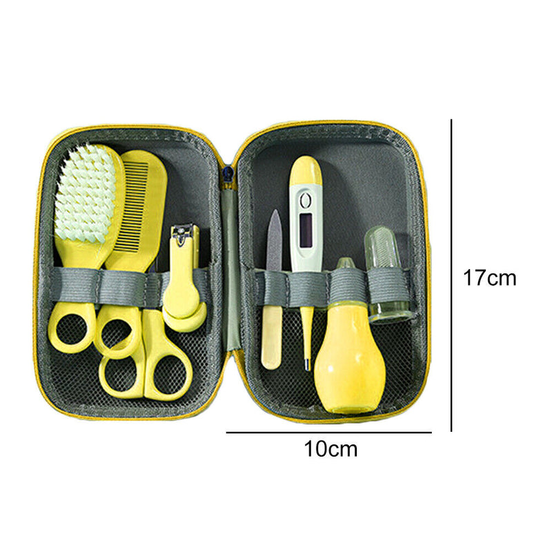 8pcs Newborn Care Kit Nail Thermometer Grooming Clipper Scissors (Yellow) Newly