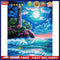 Lighthouse Full Moon 5D DIY Full Square Diamond Painting Digital Coloring M