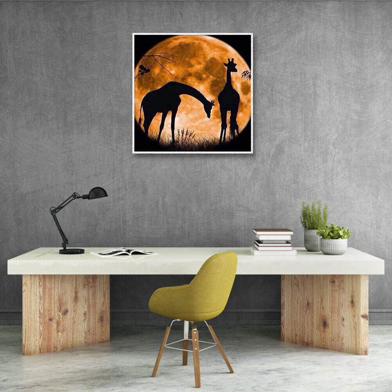 Full Round Drill Diamond Painting DIY Silhouette Giraffe Embroidery Mosaic Craft