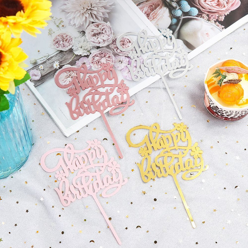 Wedding Decoration Cake Topper Acrylic Decor Happy Birthday Party Supplies