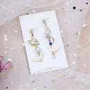 Elegant Jewelry Sweet Starlight Asymmetric Earrings Cute Cat Rhinestone Tassel