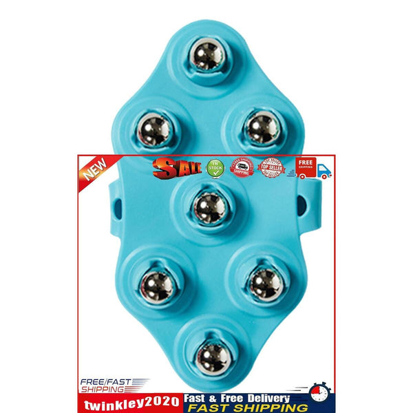 Hand Held Body Massager 7-Ball Massage Glove for Back Neck Foot (Blue) Newly