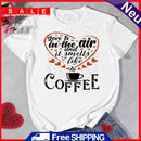 Coffee Valentines Day Print O Neck T-Shirt Woman Girl Summer Short Sleeve Tea