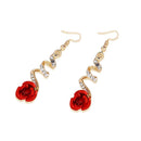 Style Diamond-Studded Pendants Rose Dangle Earrings Drop Earrings Women Jewelry
