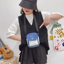 Retro Women Cartoon Contrast Color Canvas Shoulder Bag Mini Flap Crossbody Bags