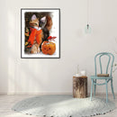 Pumpkin Cat Full Round Drill Mosaic Rhinestone Handmade Home Art Pictures