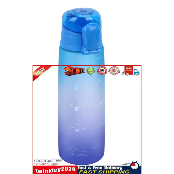 Water Bottle with Time Marker Sports Portable Water Bottle (Blue Purple) Newly