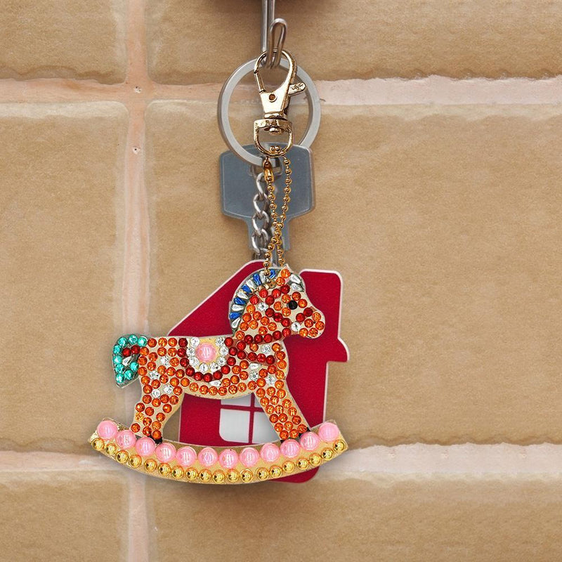 4pcs DIY Full Drill Special Shaped Diamond Painting Horse Candy Keychains Newly