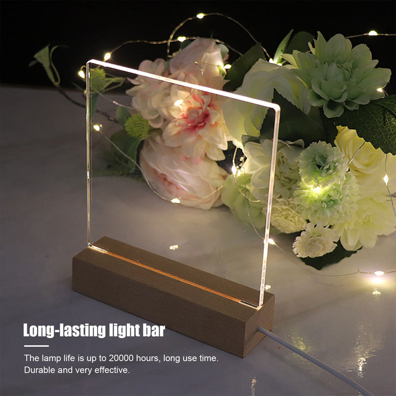 LED Wood Display Base-Rectangle Acrylic Light Plate Base for Acrylic Light Plate