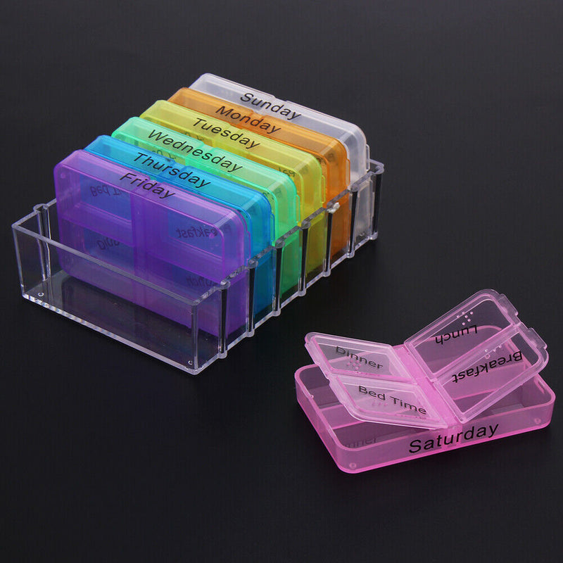 28 Cells Weekly Medicine Health Storage Pill Box with Printed Braille