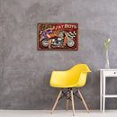 Motorcycle Lady Iron Painting Metal Sign Plaque Wall Posters Home Decor