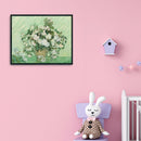 Frameless Painting By Numbers DIY White Rose Hand Painted Canvas Oil Art Picture