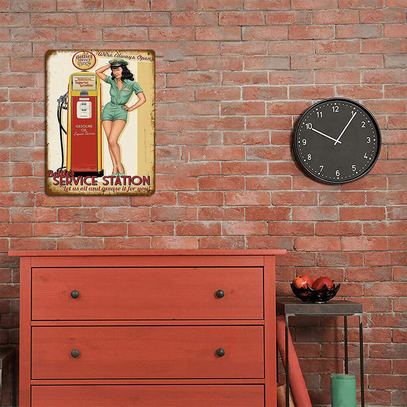 Service Station Metal Plate Tin Sign for Bar Pub Club Cafe Wall Iron Paintings