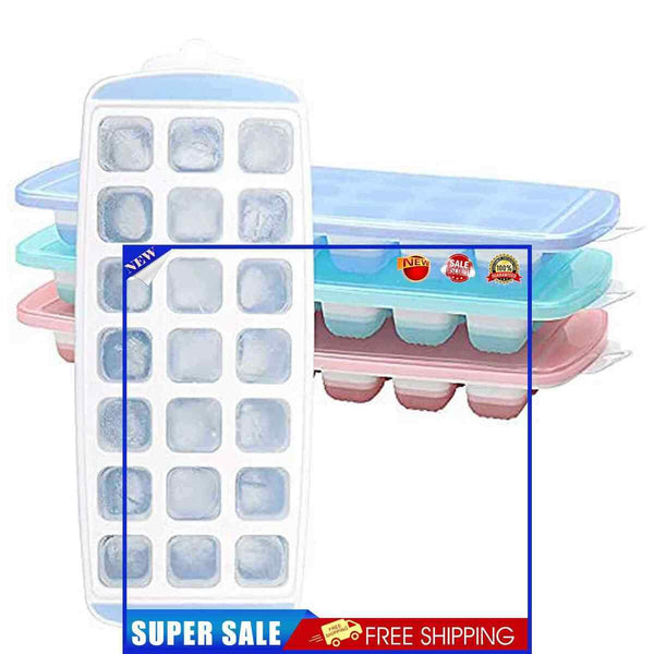 Ice Cube Trays - Easy Release 3 Pack Stackable Ice Molds BPA Free for Whiskey