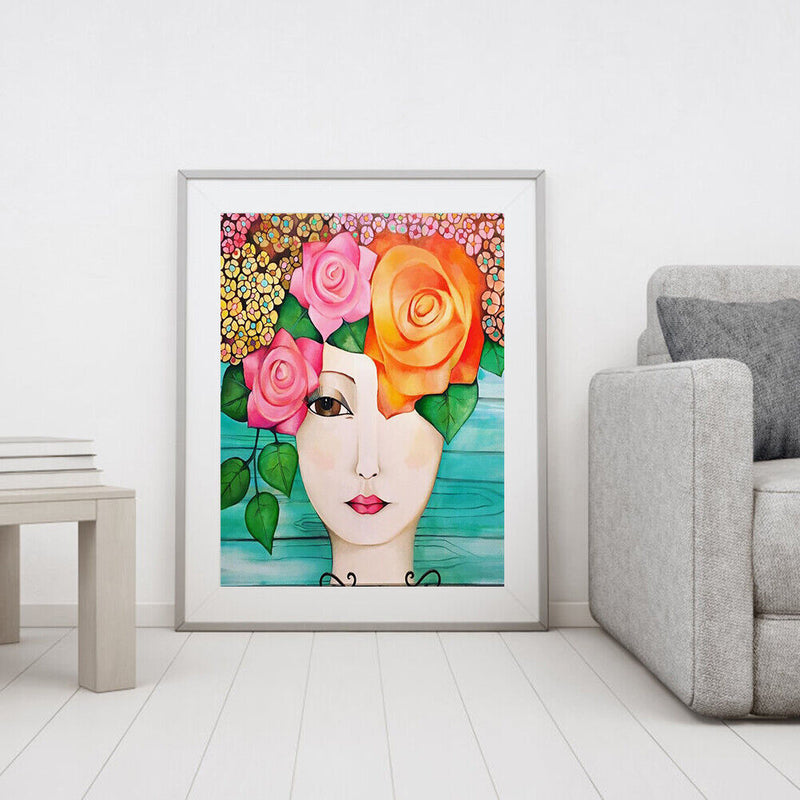 Flower Beauty Oil Paint By Numbers DIY Coloring Picture Kits for Adults Children