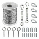 PVC Coated Clothesline Kit Hanging Set Wire Rope Cable Stainless Steel Cable