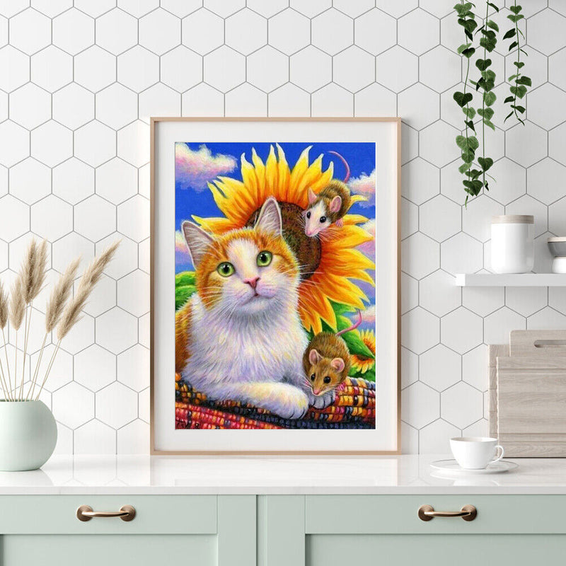 DIY Cat Animal Pattern Frameless Digital Paint Hand Painted Oil Picture Decor