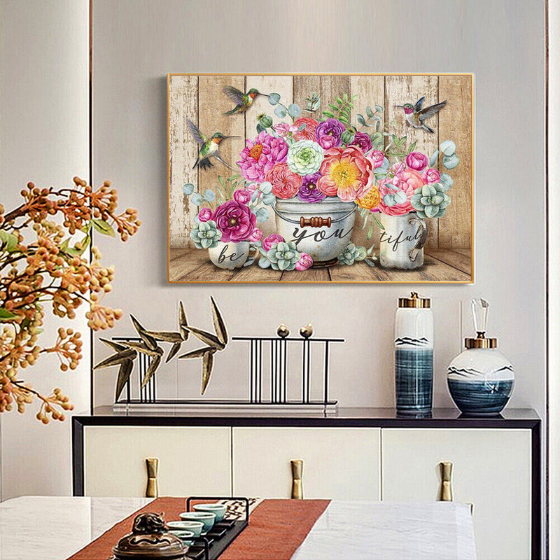 Flowers Birds Rhinestone Picture 5D DIY Full Round Drill Art Diamond Painting