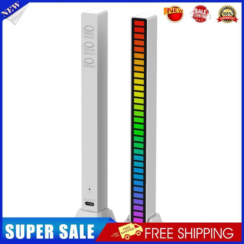 Rechargeable Sound Control Colorful Light RGB 32LED Pickup Lamp Bar (White)