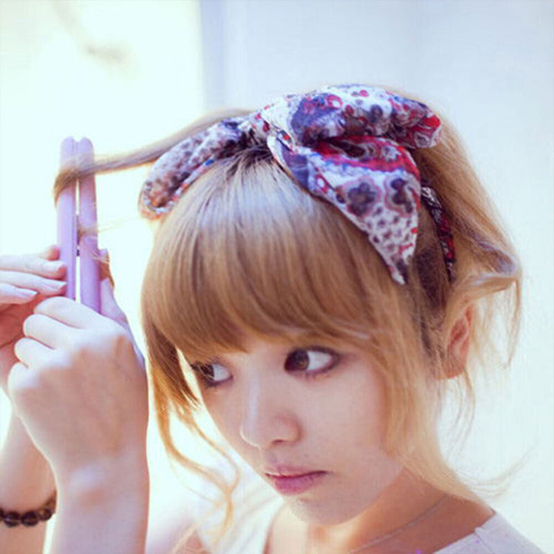 Mini Hair Straightener Flat Iron Curler  Ceramic Tourmaline Plates(Pink) Newly