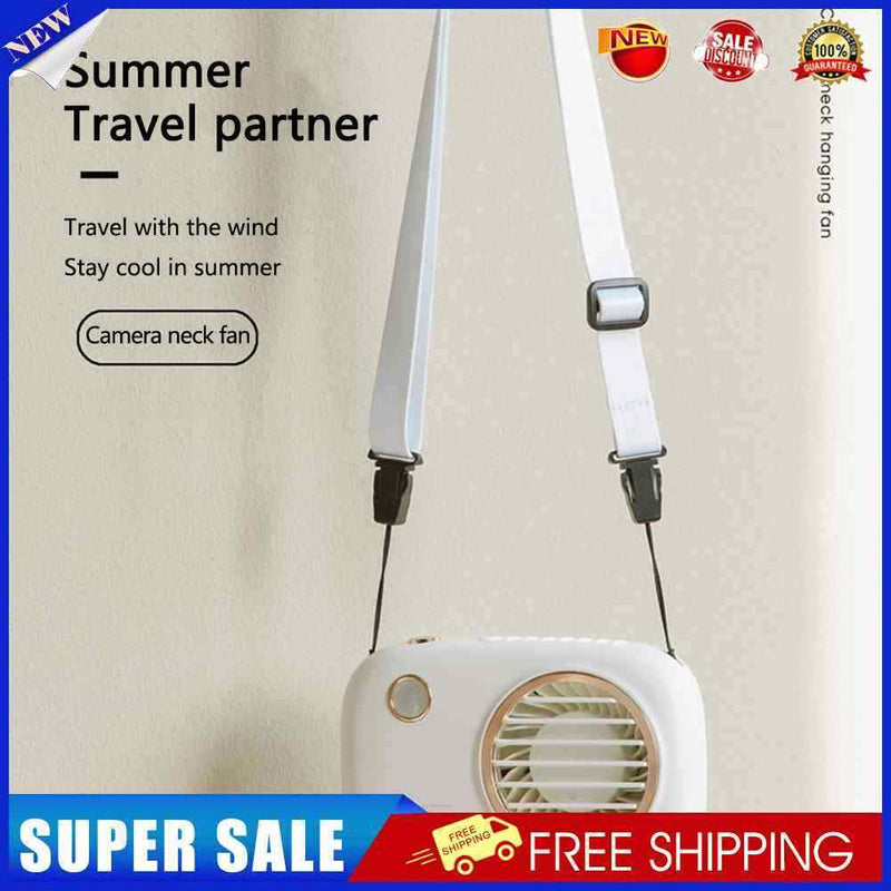 #A Portable Camera Fan with Flashlight Creative Hanging Neck Fan for Women Child