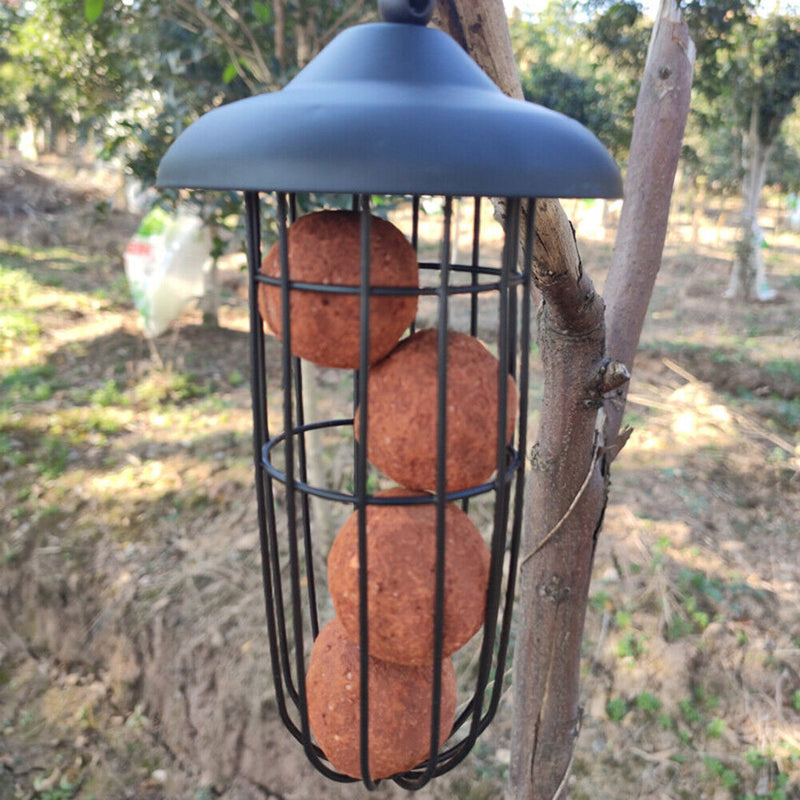 Hanging Automatic Pet Bird Feeder Outdoor Metal Ball Feeding Food Dispenser