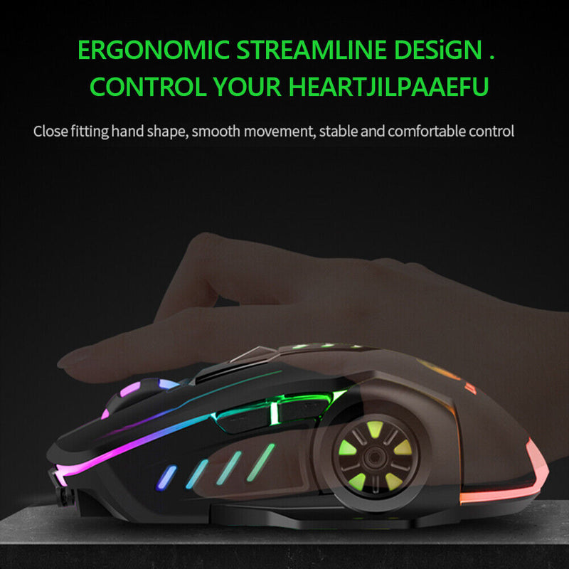 V7 USB Wired Mouse 6 Buttons 3600dpi Gaming Optical Gamer LED Mice for PC