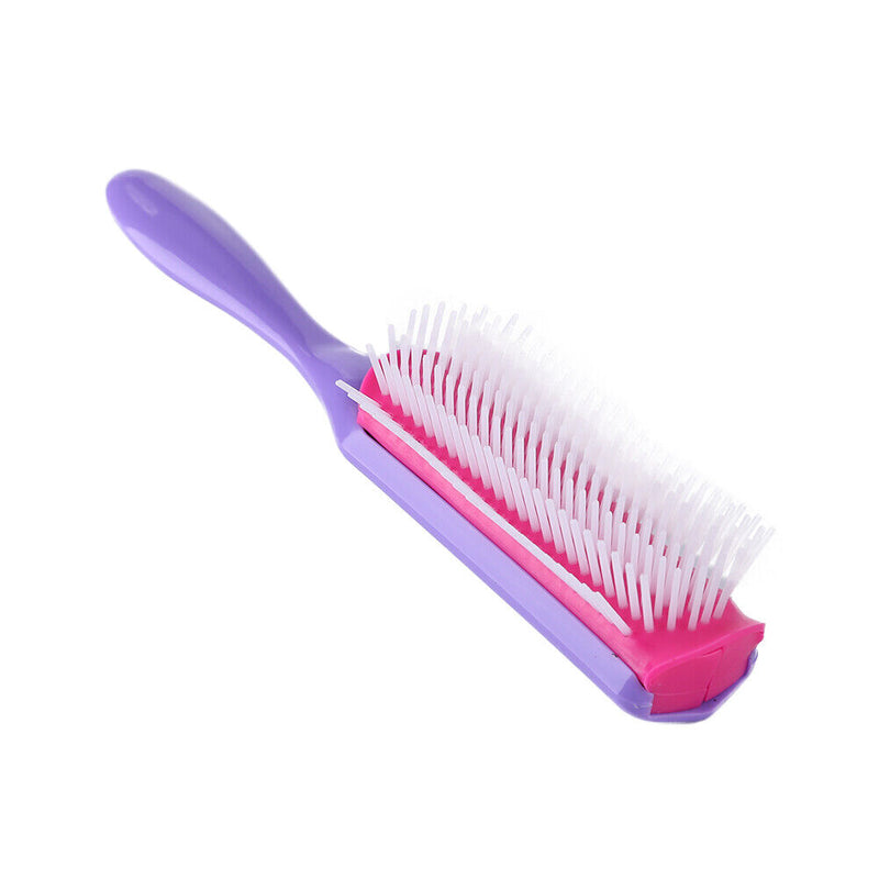 9 Rows Styling Brush Straight Curly Hair Detangling Massage Comb (Purple) Newly