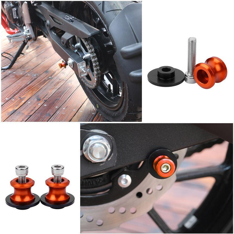2pcs 8mm CNC Aluminum Motorcycle Swingarm Spool Slider Stand Screws(Orange)