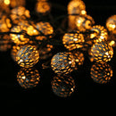 LED Solar String Light Hollow Moroccan Ball Lantern Garden Decor (Warm 7m)