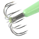 12-Claw Plastic Luminous Squid Hooks Glow in Dark Octopus Cuttlefish Fishing Jig