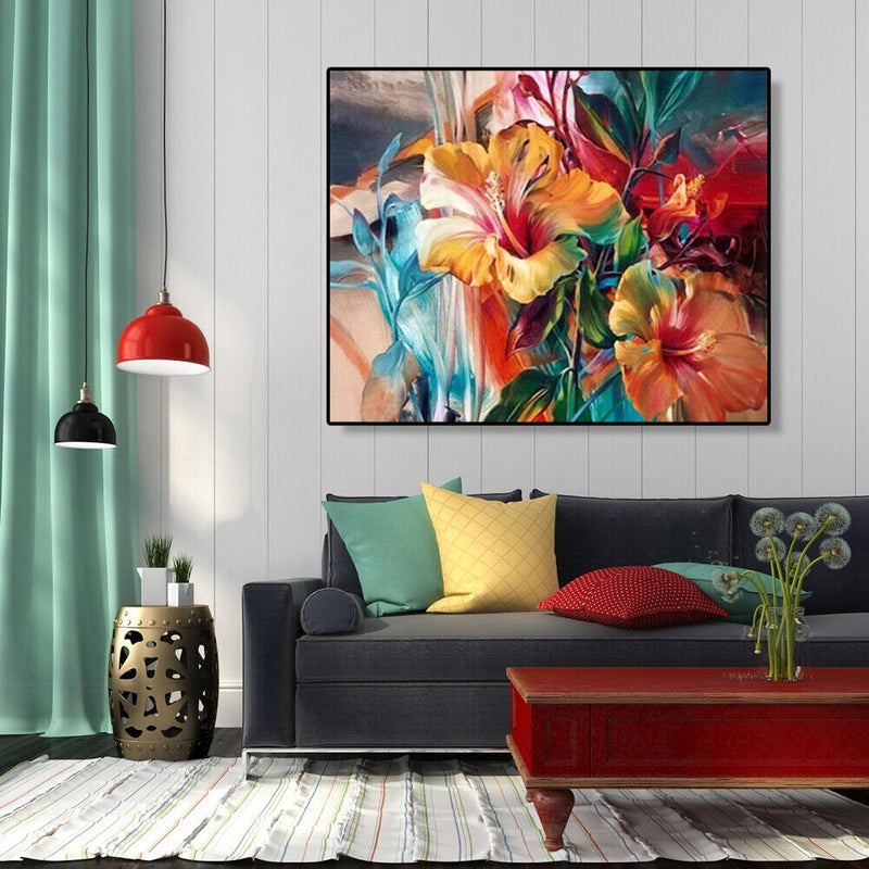 Painting By Numbers Kit DIY Colorful Flowers Canvas Oil Art Picture Craft