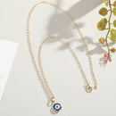 Evil Eye Pendant Necklace Chain - Blue Eyes Alloy Rope Chain (Blue Pink) Newly