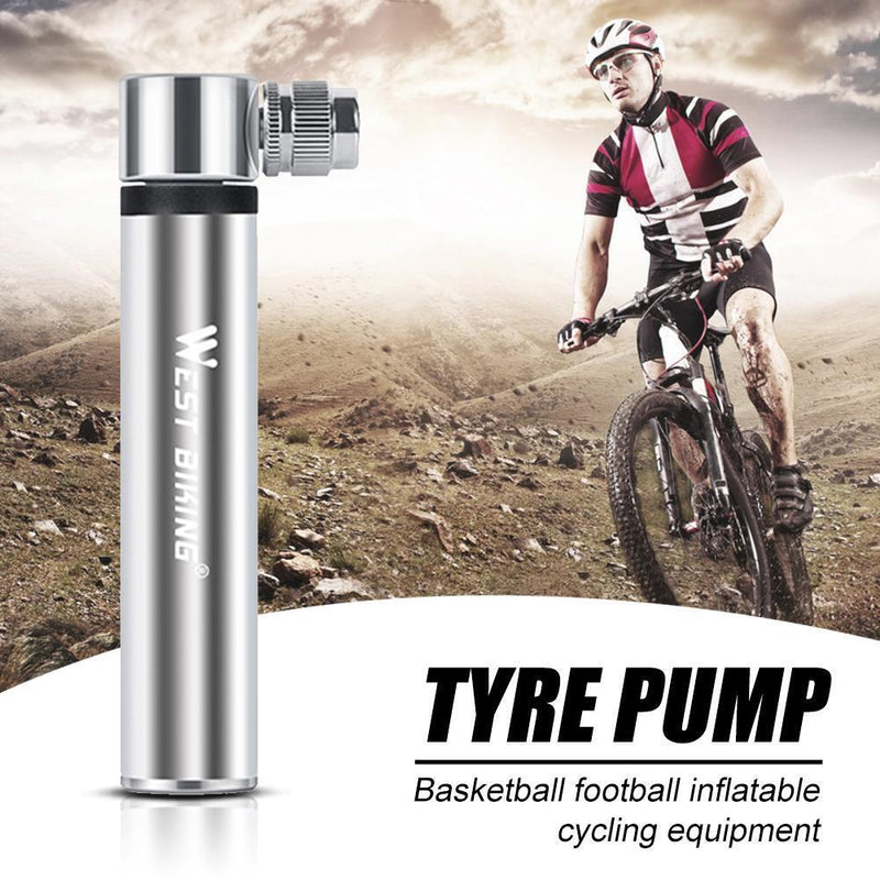 WEST BIKING Mini MTB Air Pump Aluminum Alloy Portable Bicycle Tire Inflator