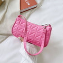 Retro Women Embossed Geometric PU Leather Pure Color Small Underarm Shoulder Bag
