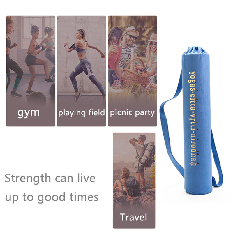 Yoga Mat Shoulder Carrier Bag Exercise Pilates Pad Storage Backpack (Blue) Newly