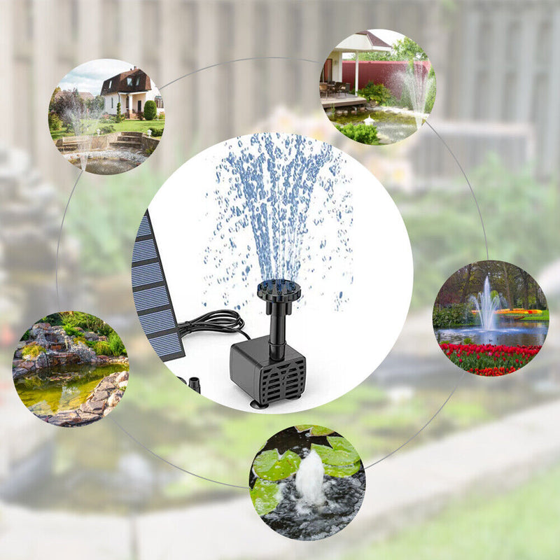 Solar Water Fountain Floating Pools Pond with Nozzle Waterfall Garden Lawn Decor