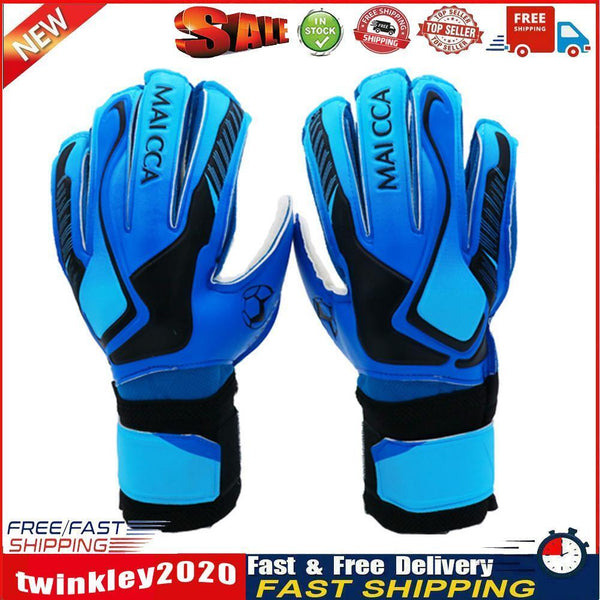 Latex Finger Protection Goalkeeper Gloves Training Goalie Gloves (Blue 9) Newly