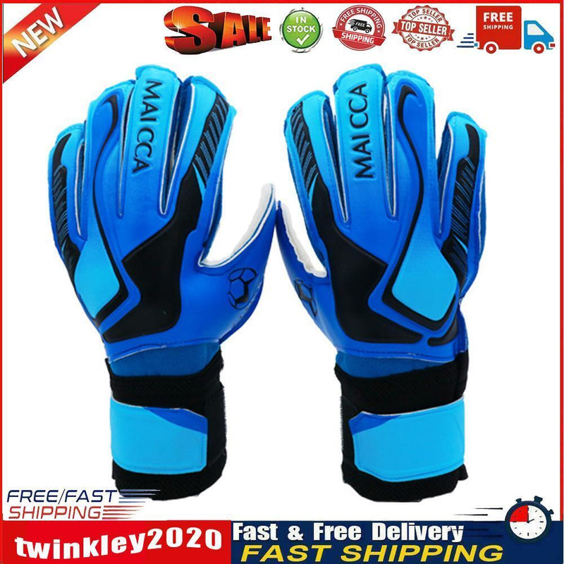 Latex Finger Protection Goalkeeper Gloves Training Goalie Gloves (Blue 9) Newly