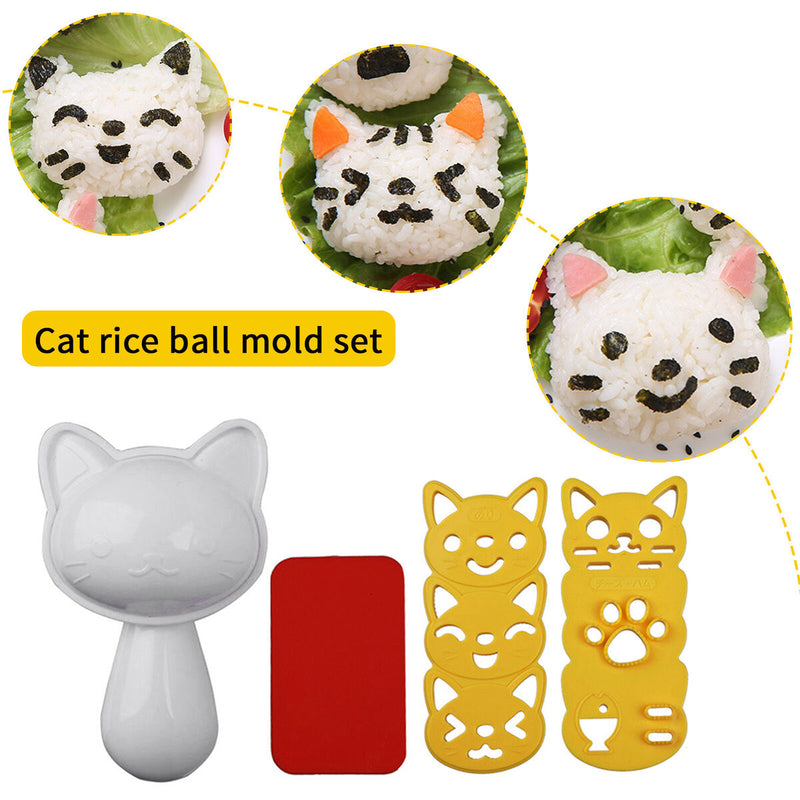 Sushi Mold Rice Ball Mold - Cartoon Cat Pattern Nori Sushi Bento Accessory
