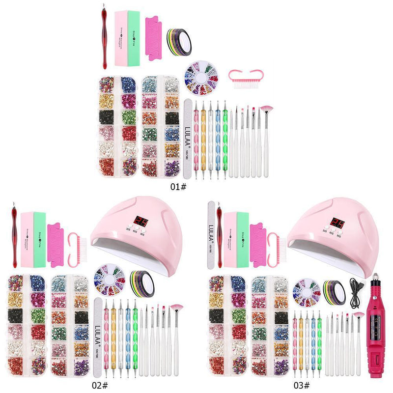 Pro Nail Tool Kit UV Gel Painting Pen Brush Electric Dryer Machine Set (01)
