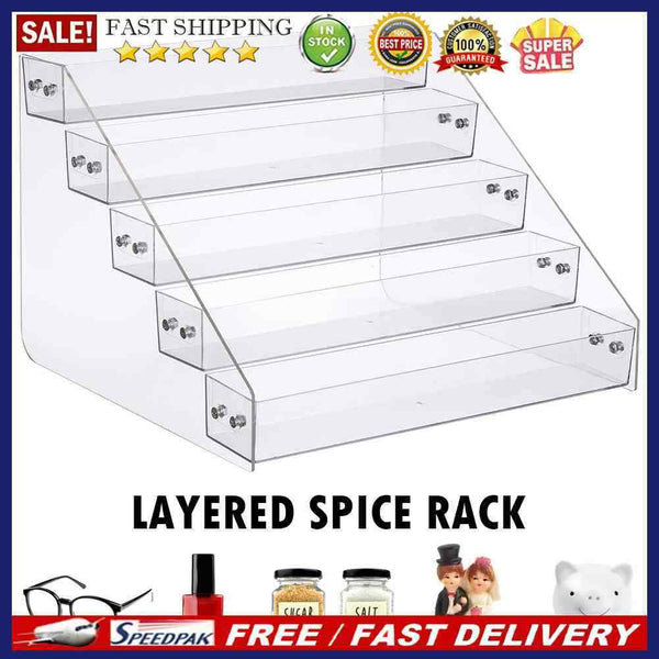 Tiered Acrylic Rack Nail Polish Display Jewelry Stand Kitchen Spice Storage Box