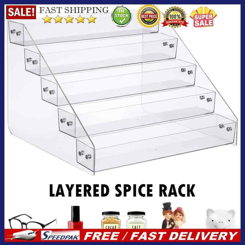 Tiered Acrylic Rack Nail Polish Display Jewelry Stand Kitchen Spice Storage Box
