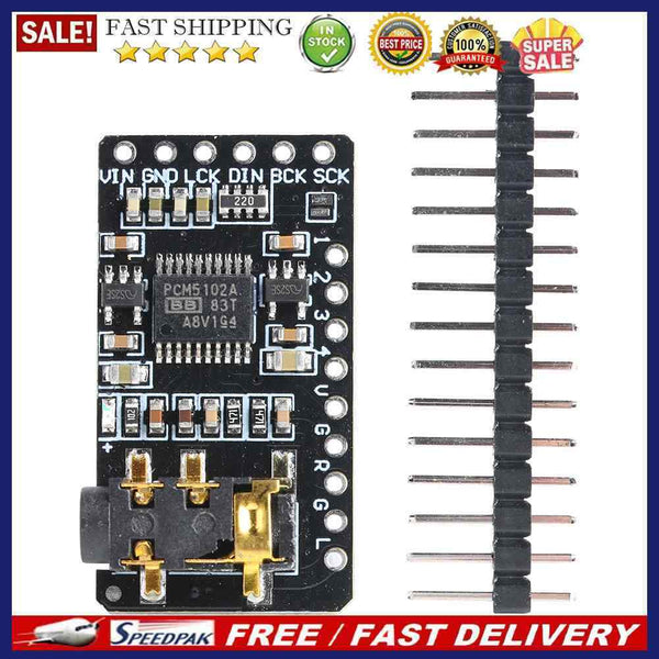 I2S PCM5102 DAC Decoder 3.5mm Stereo AUX Jack Player Module for Raspberry P