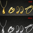Wedding Necklace Women Ring Tear Drop Bracelet Earrings Open Bangle Jewelry Set