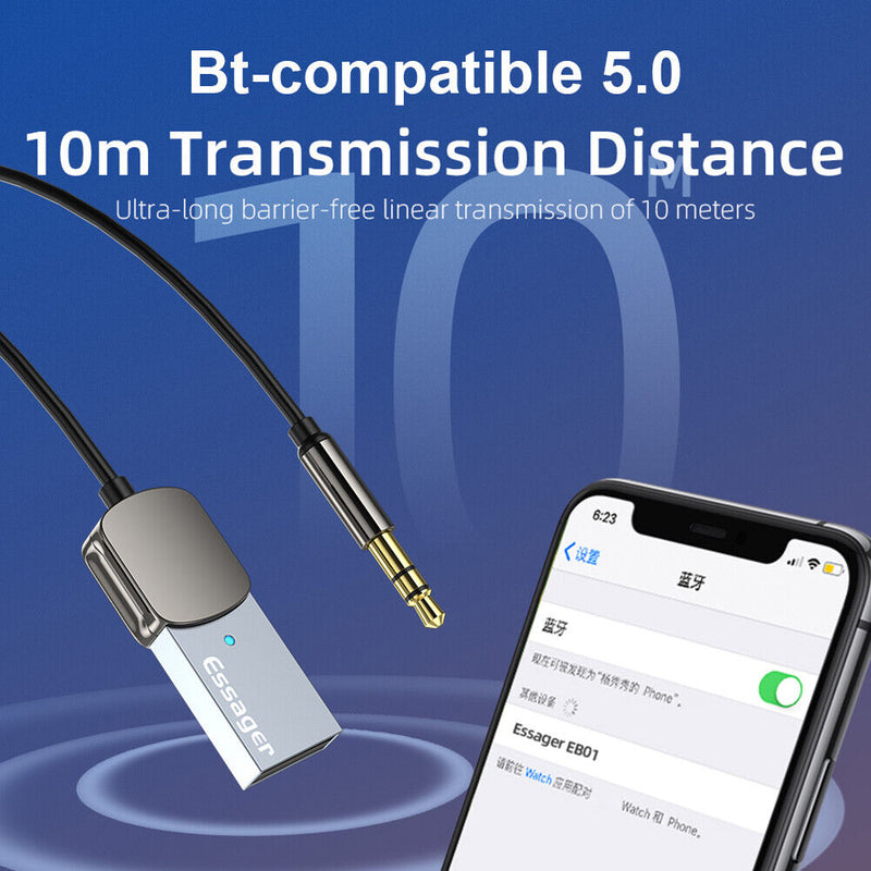 ESSAGER Bluetooth-compatible Adapter Handsfree Car 3.5mm AUX Audio Receiver