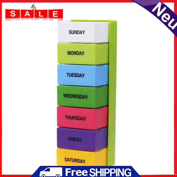 Plastic Portable Pill Box Weekly 7 Days Colorful Holder 28 Slot Medicine