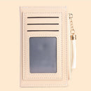 PU Solid Wallet Card Holder Bag Women Tassel Multi-slot Mini Purse (Khaki)